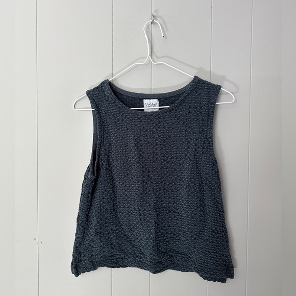 Via Vai Textured Navy Crop Tank Top Size Small - Picture 1 of 6